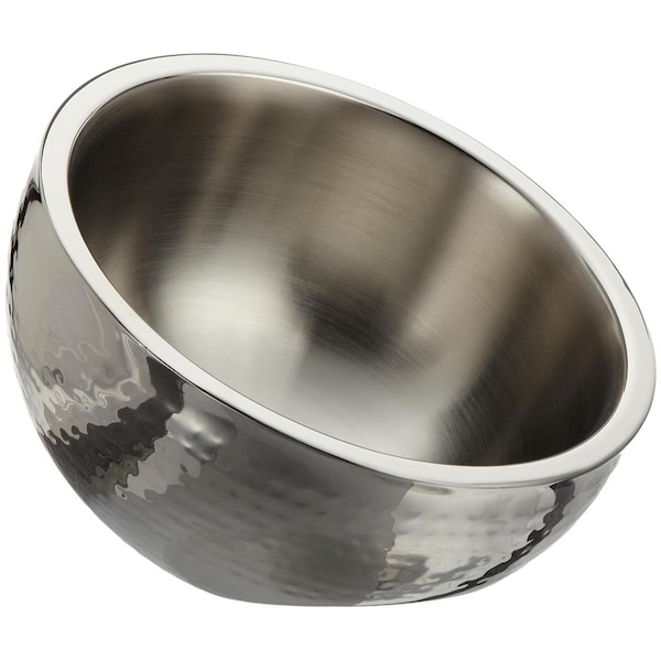 Auric Elegance Hammered Stainless Steel Dual Angle Doublewall Serving Bowl - 12 in. - AU372319