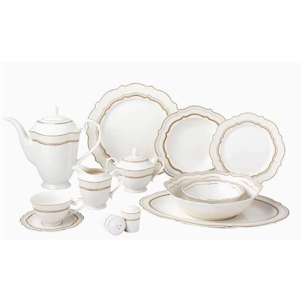 Lorren Home Trends Lorren Home Trends Charlotte 57 Piece Bone China Charlotte Dinnerware Set; Service for 8 - CHARLOTTE