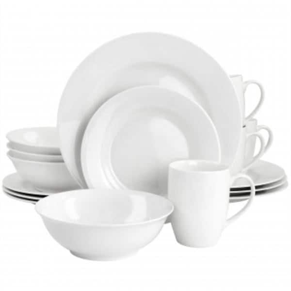 Gibson Home Cloud Fine Ceramic Dinnerware Set, White - 16 Piece - 120609.16