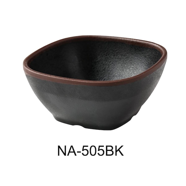 Yanco Nature Art 4.5 x 2 in. Square Miso Soup Bowl, Black - 10 oz - Melamine, 48PK - NA-505BK