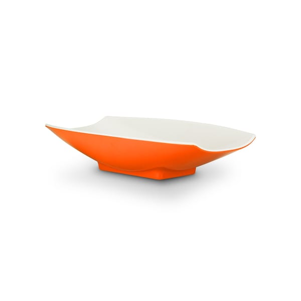 Bon Chef Melamine Curves Bowl - Orange Outside/White Inside 16" X 9" X 3 1/2" 2 Qt(64 Oz) - 53704-2TONEORANGE