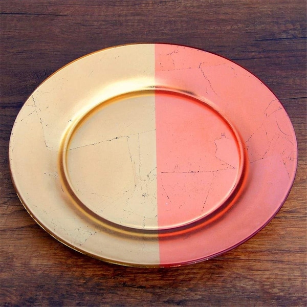 Red Pomegranate Red Pomegranate  Gilt Demi Salad Plates, Gold & Rose - Set of 4 - 4984-3