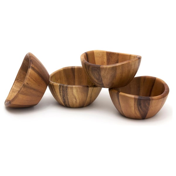 Bakebetter Lipper International Acacia 6 X 3 Wave Bowl, 4Pk - BA92728