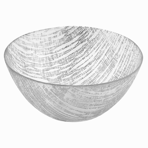 Tarifa 8 in. Hand Crafted Glass Silver Accent Salad or Serving Bowl - TA3089019