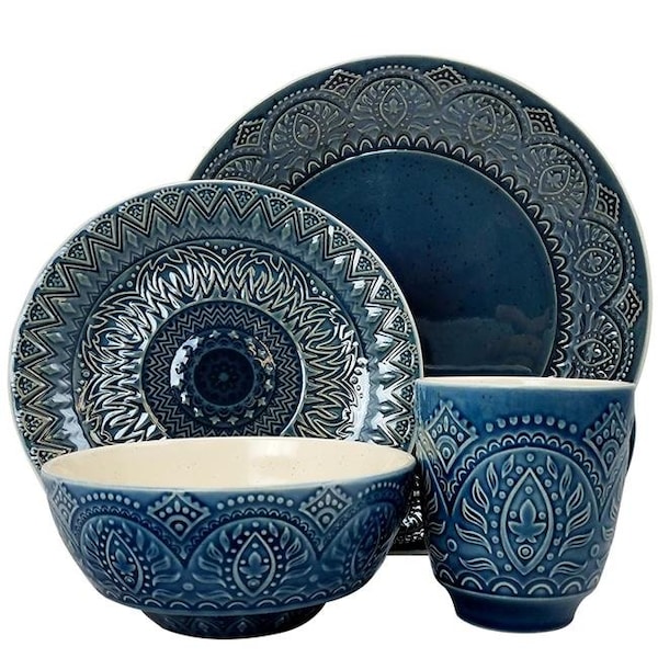 Elama Elama ELM-PETRA Petra 16 Piece Stoneware Dinnerware Set - ELM-PETRA