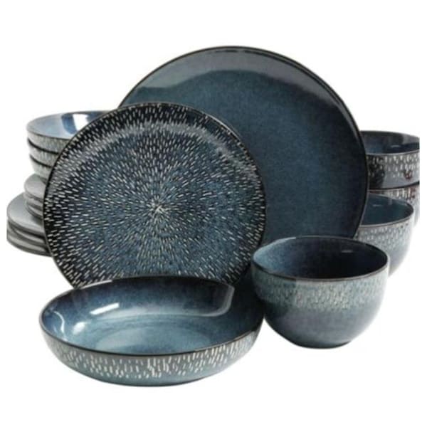 Gibson Gibson 120831.16 Matisse Double Bowl Dinnerware Set; Cobalt - 16 Piece - 120831.16