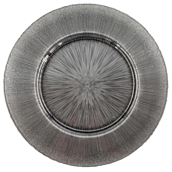 Red Pomegranate Collection 13 in. Ritz Glitter Slate Charger Plates - Set of 4 - 4694-5