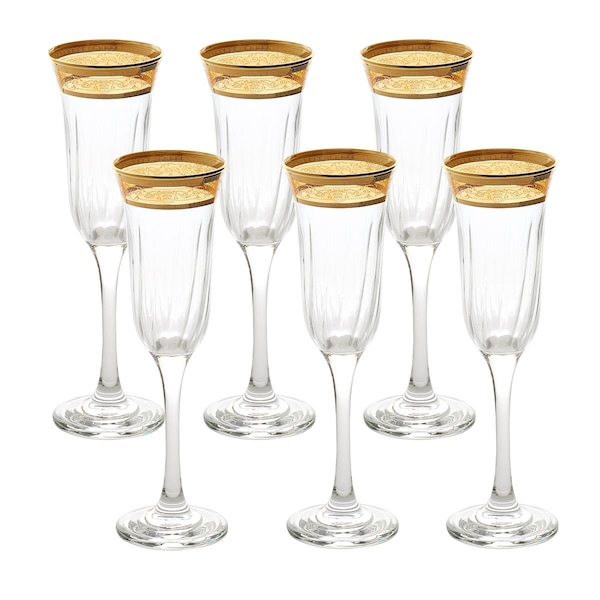 Lorenzo Import Flute Melania Collection Amber - Set of 6 - 9438
