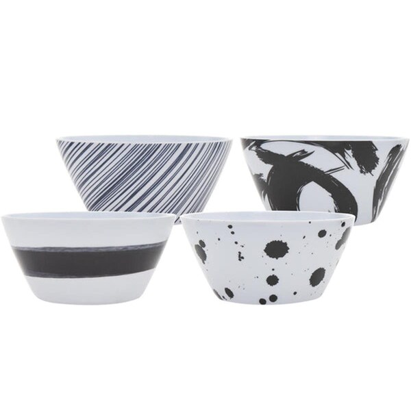 Back2Basics Navy Brush Strokes Bowls - Set of 4 - BA2972271