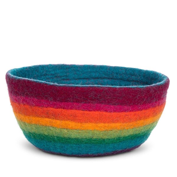 Mr. Mjs 10 in. Felt Storage Bowl, Multi Color - Wool Felt - AB-28-NEPAL-06-MULTI