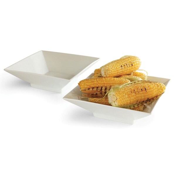 Rosseto Serving Solutions 10.75 in. Square Porcelain Bowl, 2PK - CP001