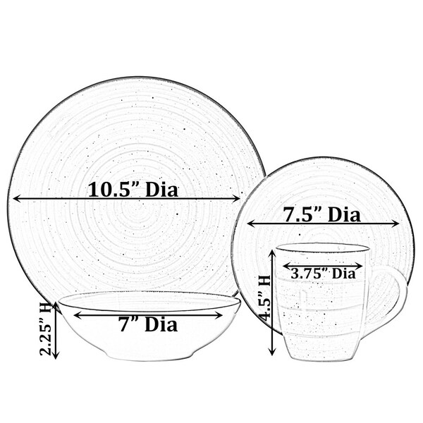Dinewares 32 PC Spin Wash Dinnerware Dish Set for 8 Person, Mugs, Salad and Dinner Plates and Bowls - QI004502.GN.2