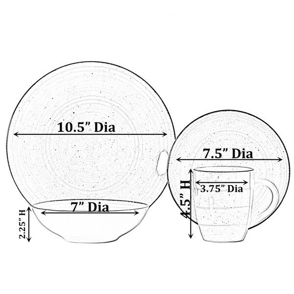 Dinewares 32 PC Spin Wash Dinnerware Dish Set for 8 Person, Mugs, Salad and Dinner Plates and Bowls - QI004502.BL.2
