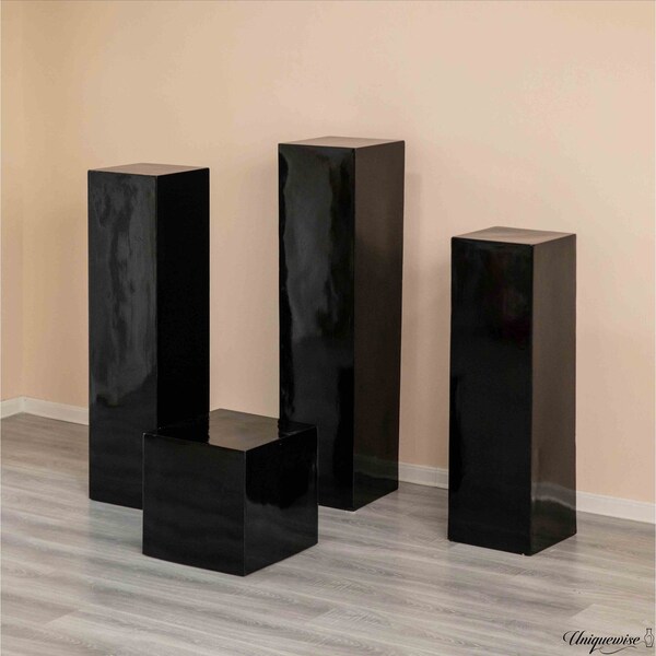 Uniquewise 40-Inch Black Fiberglass Pedestal Backdrop Stand - Stylish Flower or Cake Holder for - QI003858BK-40