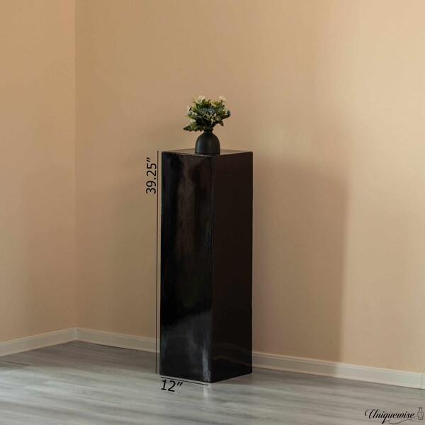 Uniquewise 40-Inch Black Fiberglass Pedestal Backdrop Stand - Stylish Flower or Cake Holder for - QI003858BK-40