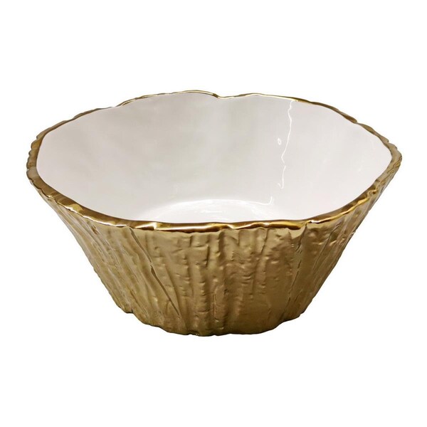 Comida 10.5 in. Botanic Porcelain Tree Bark Bowl, Gold - CO2535402