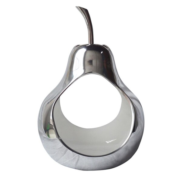 Palacedesigns Pear shaped Aliminum Cast Decorative Accent Bowl in White Interior - PA3089096