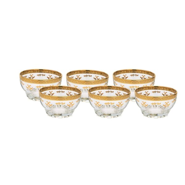 Classic Touch Decor Dessert Bowls with Rich Gold Artwork, 6PK - CAB679
