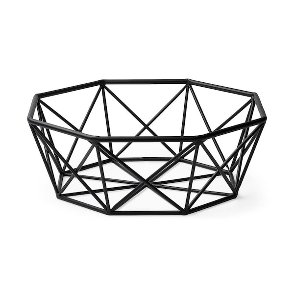 Palacedesigns 6.10 x 16.73 x 16.73 in. Black Geometric Metal Centerpiec Bowl - PA3096698