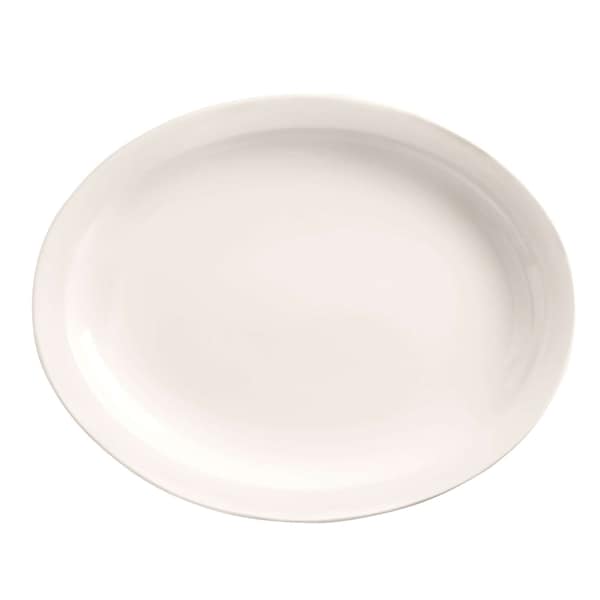 World Tableware Porcelana 11.5"x9" Bright White Narrow Rim Oval Platter, PK12 - 840-520N-17