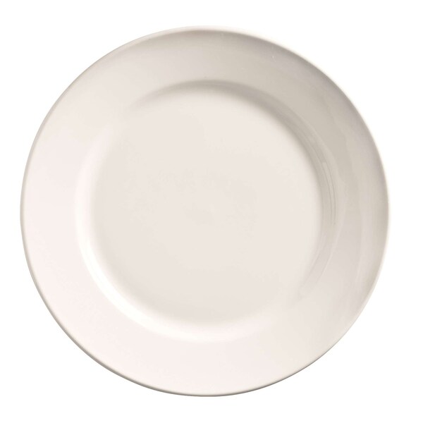 World Tableware Porcelana Rolled Edge 9" Bright White Undecorated Wide Rim Plate, PK24 - 840-425R-25