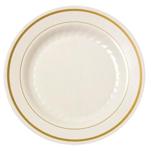 Fineline Settings Fineline Settings 507-BO Bone & Gold Round Salad Plate - 507-BO