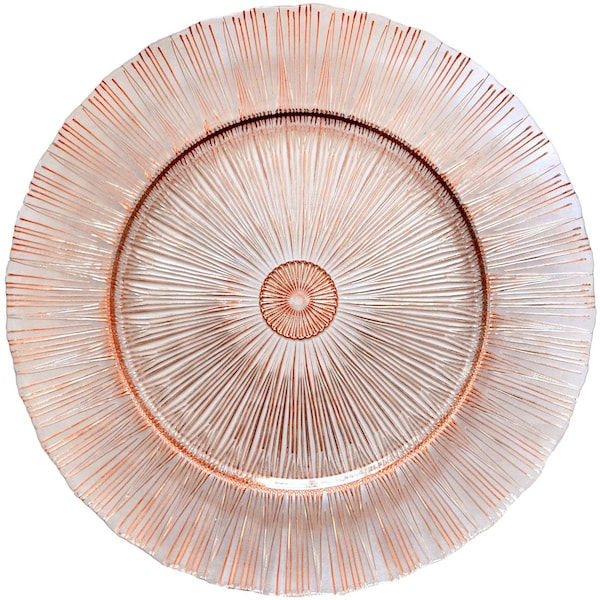 Bon Chef Sunray Design, Decorative Glass Charger, Rose Gold, Handwash Only, (8Pcs / Case) - 200005RG