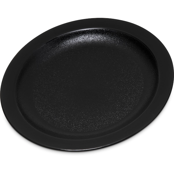 Carlisle Foodservice Polycarbon Nrrw Rim Plate, 6.5", Blk, PK48 - PCD20603