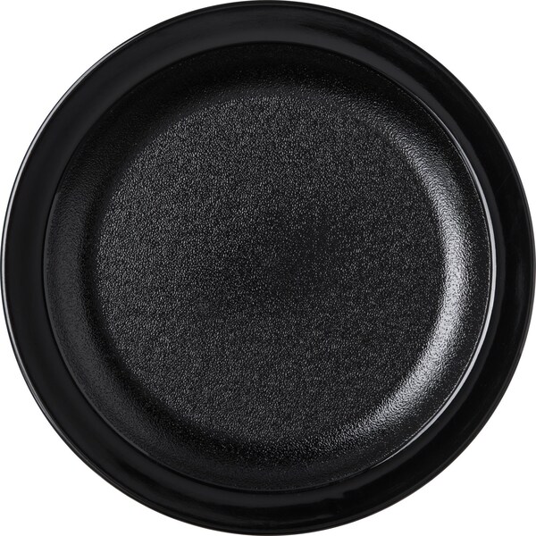 Carlisle Foodservice Polycarbon Nrrw Rim Plate, 6.5", Blk, PK48 - PCD20603