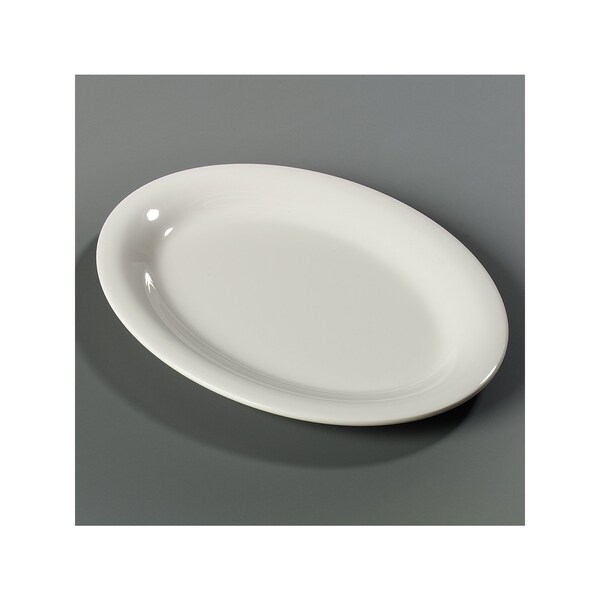 Carlisle Foodservice Oval Platter Tray, 9.5x7.25", Bone, PK24 - 3308642