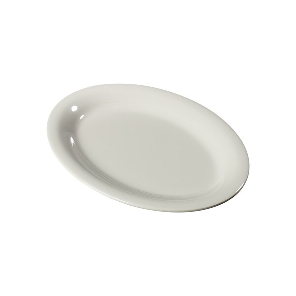Carlisle Foodservice Oval Platter Tray, 9.5x7.25", Bone, PK24 - 3308642