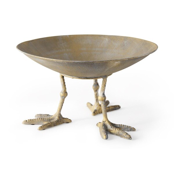 Palacedesigns 7 x 12.75 x 12.75 in. Antiqued Gold Webbed Feet Centerpiece Bowl - PA3101900