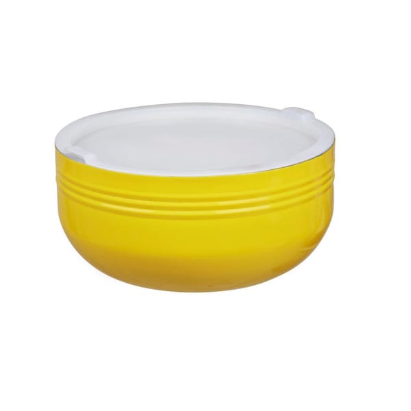 Bon Chef Cold Wave Bowl & Stacking Cover   13 7/8" Dia X 6 7/8" H  10 Qt 2 Oz - 9320YELLOW