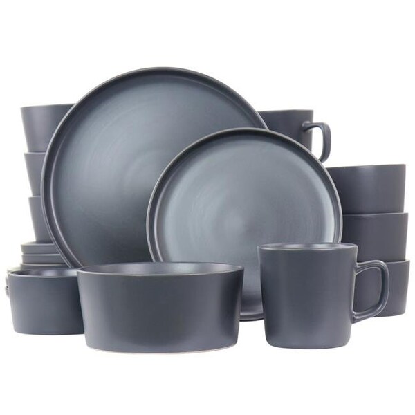 Elama Elama EL-LUXMATTE-DG Luxmatte Dinnerware Set; Dark Grey - 20 Piece - EL-LUXMATTE-DG