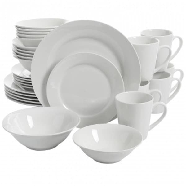 Gibson Home Noble Court Ceramic Dinnerware Set, White - 30 Piece - 118323.3