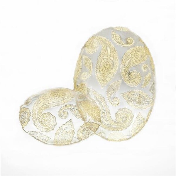 Red Pomegranate Red Pomegranate 6503-1 Paisley 12 in. Clear Gold Oval Bowl - 6503-1