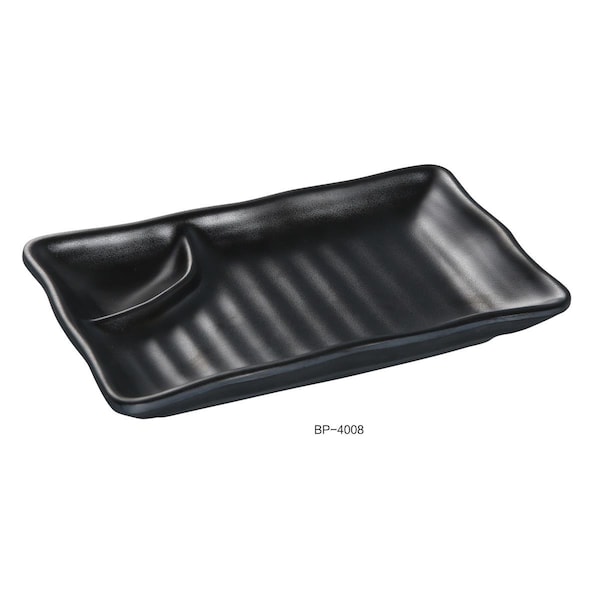 Yanco Black Pearl-2 Compartment Plate, Black, 48PK - BP-4008