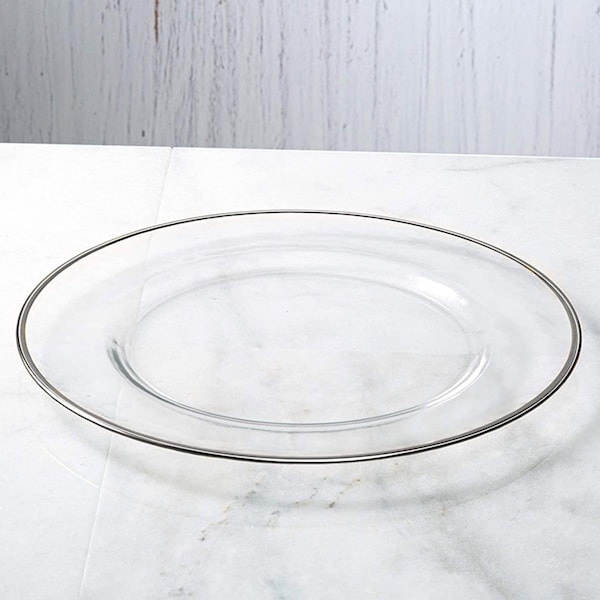 Red Pomegranate Collection 13 in. Gilt Charger Plates, Silver - Set of 4 - 4998-2