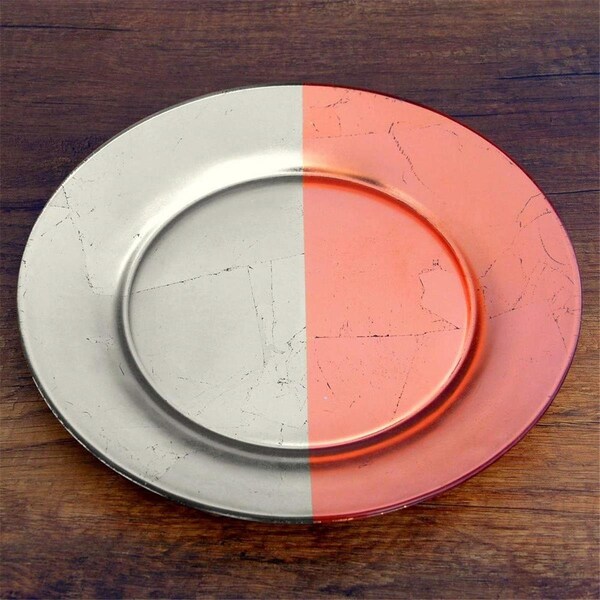 Red Pomegranate Red Pomegranate  Gilt Demi Dinner Plates, Silver & Rose - Set of 4 - 4985-2