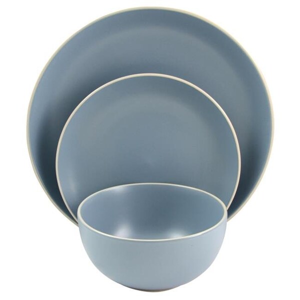 Gibson Home Gibson Home 118320.12 Rockaway Dinnerware Set; Matte Blue - 12 Piece - 118320.12