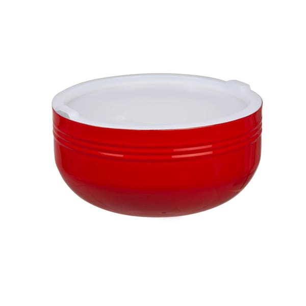 Bon Chef Cold Wave Bowl & Stacking Cover   13 7/8" Dia X 6 7/8" H  10 Qt 2 Oz - 9320RED