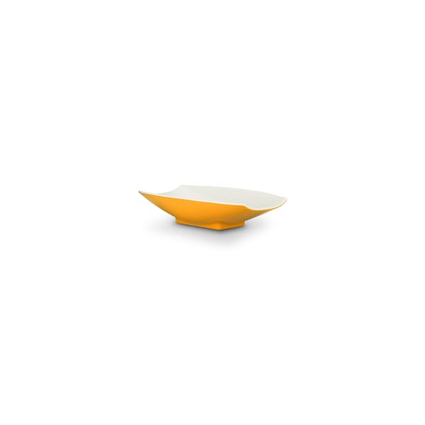 Bon Chef Melamine Curves Bowl - Yellow Outside/White Inside 8" X 4 3/4" X 2" 8 Oz - 53701-2TONEYELLOW