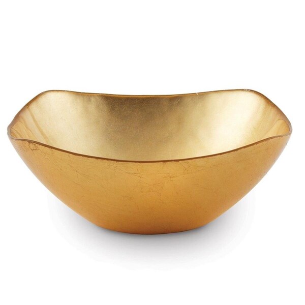 Auric 7.5 in. Atlas Square Gold Glass Bowl - AU740833