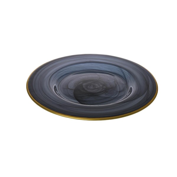 Classic Touch Classic Touch  13 in. Black Alabaster Chargers with Gold-Scalloped, Set of 4 - CC344