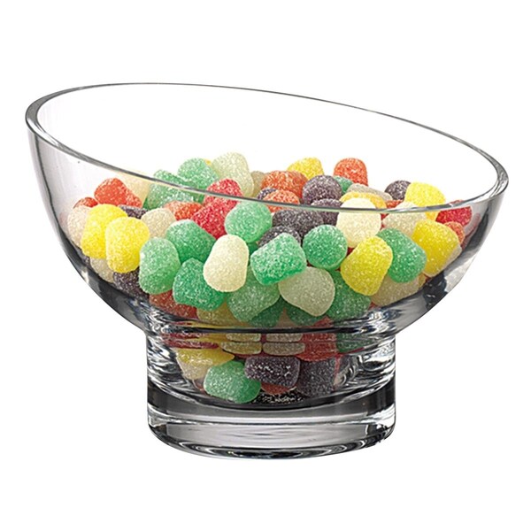 Alegria 7 in. Mouth Blown  Slant Cut Candy Serving Glass Bowl - AL3089016