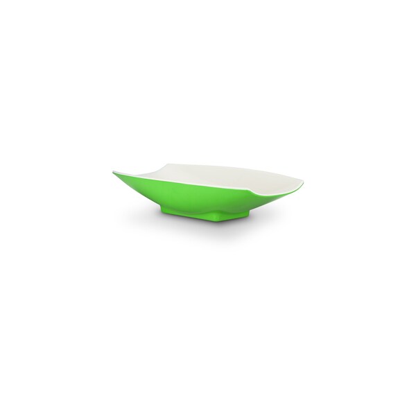 Bon Chef Melamine Curves Bowl - Lime Outside/White Inside 10 1/2" X 6 1/8" X 2 1/2" 24 Oz - 53702-2TONELIME