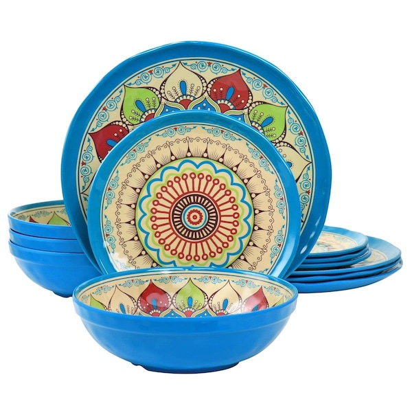 Elama Camilla Melamine Dinnerware Set, 12 Piece - EL-CAMILLA