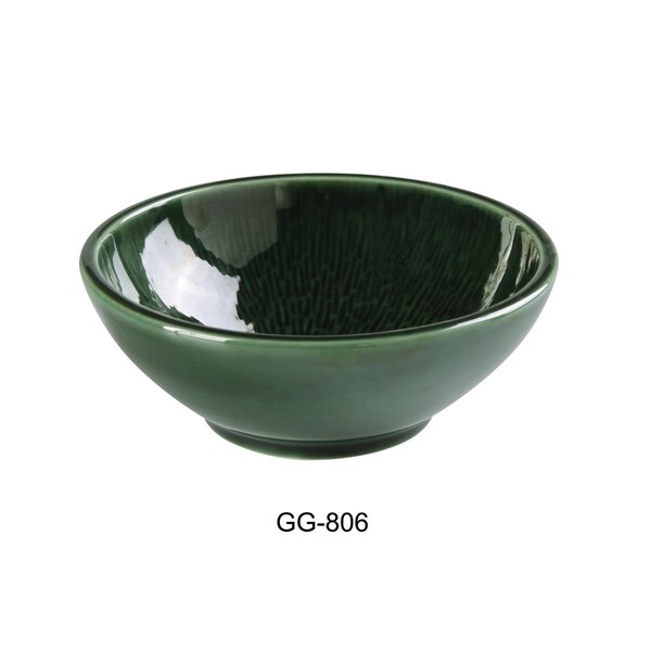 Yanco 14 oz Green Gem Nappie Bowl, Green - 6.125 x 2.25 in., 36PK - GG-806
