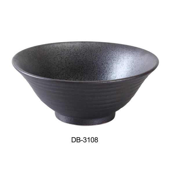 Yanco 8.5 in. Diamond Black Collection Ramen Bowl, Matte Glaze - 45 oz - 3.5 in., 12PK - DB-3108