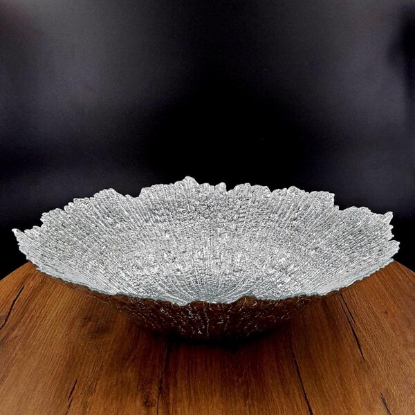 Red Pomegranate Collection 16 in. Coral Centerpiece Bowl, Silver - 2782-2
